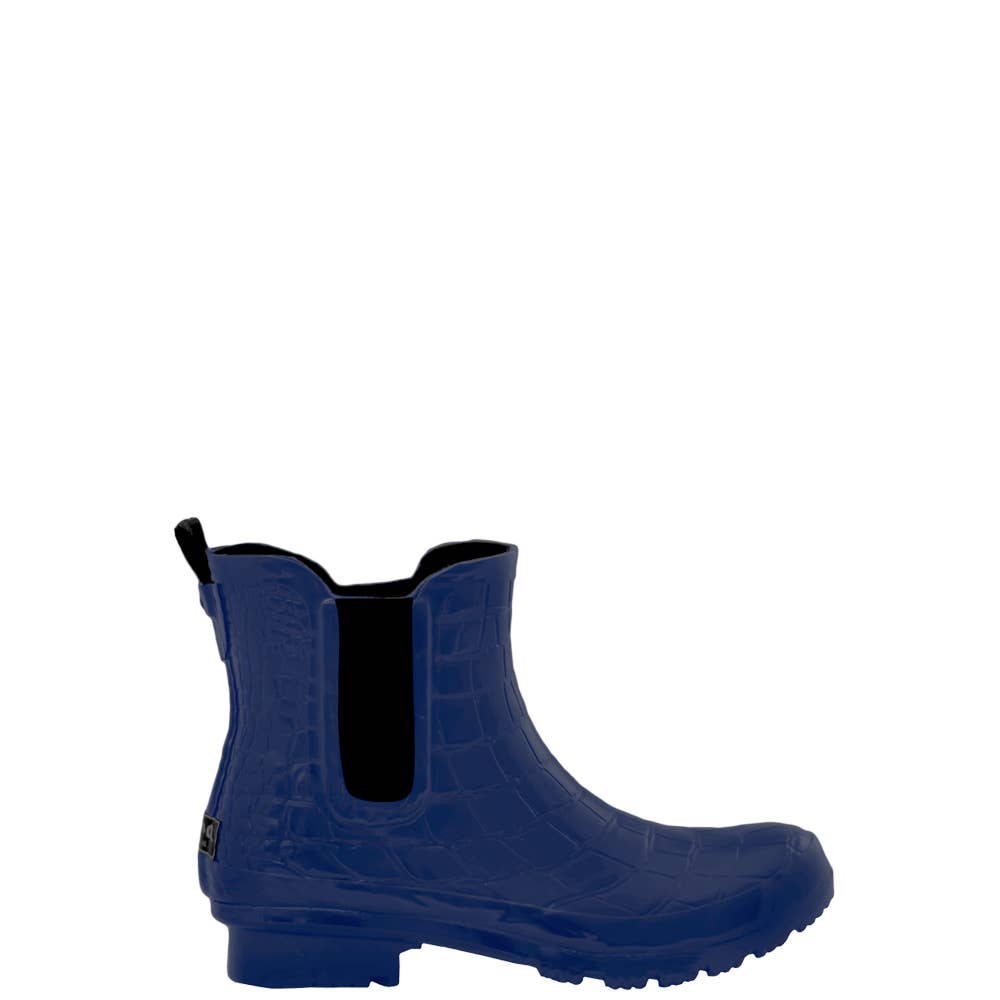 ROMA BOOTS - CHELSEA NAVY CROC EMBOSS WOMEN'S ANKLE RAIN BOOTS
