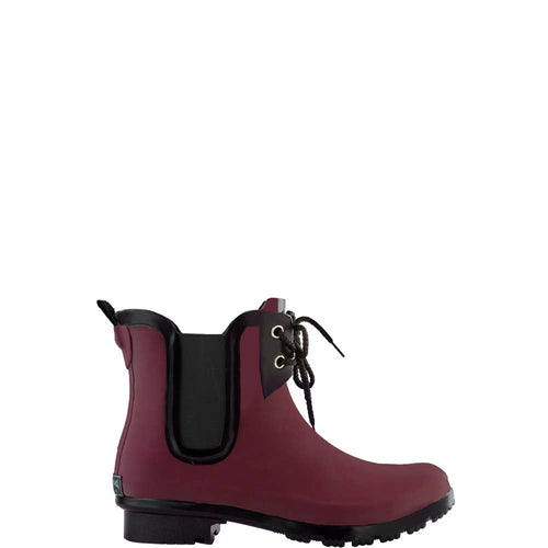 ROMA BOOTS - CHELSEA LACE:  MATTE MAROON WOMEN'S ANKLE RAIN BOOTS
