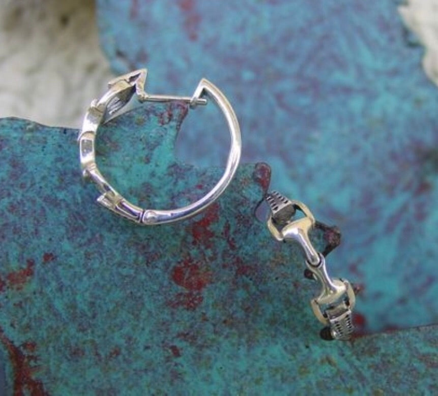 Snaffle Bit Hoop Earrings Sterling Silver