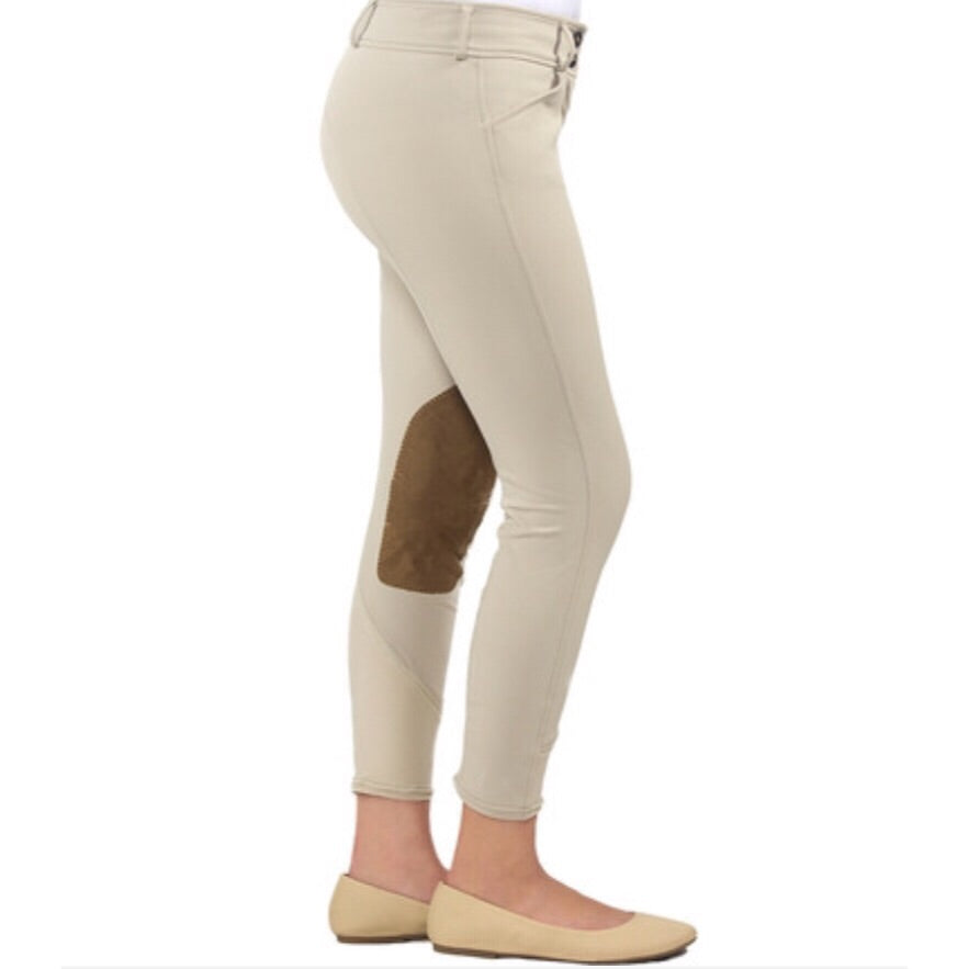 RJ Classics “Harrisburg” Girls Front Zip Breeches in Sand