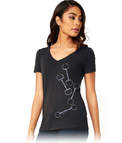 FOUR LARGE BITS LADIES SHORT SLEEVE V NECK TEE