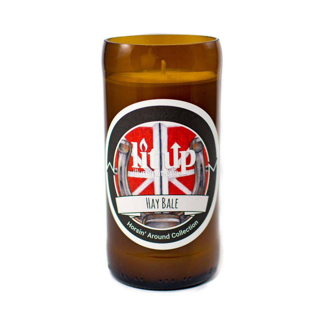 Lit Up Candle Co. - 8 oz. Hay Bale soy candle in beer bottle