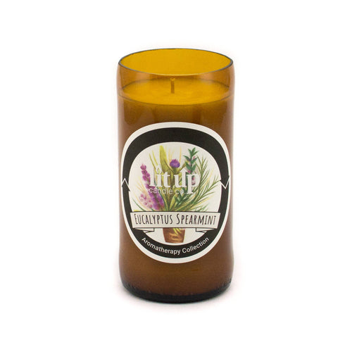 Lit Up Candle Co. - 8 oz. Eucalyptus Spearmint soy candle in beer bottle