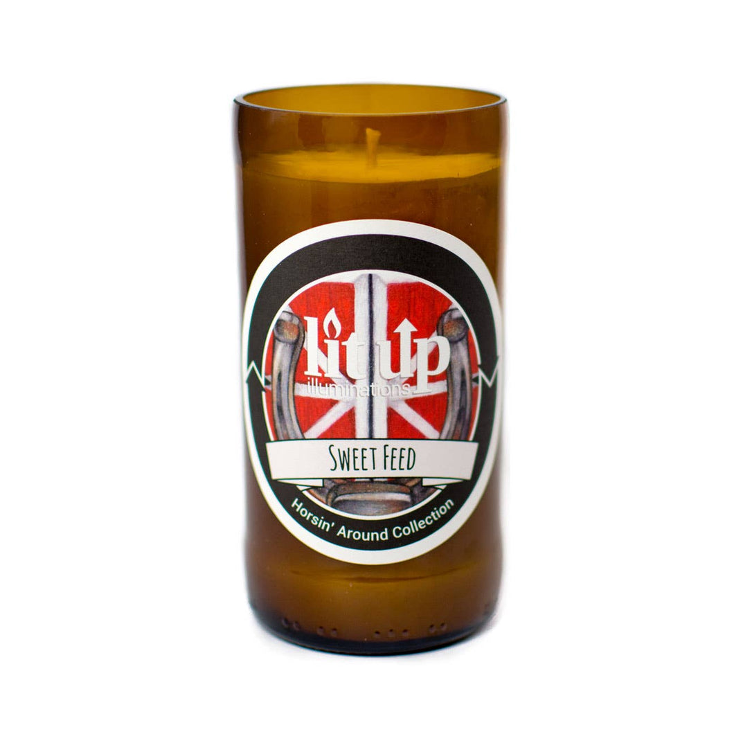 Lit Up Candle Co. - 8 oz. Sweet Feed soy candle in beer bottle