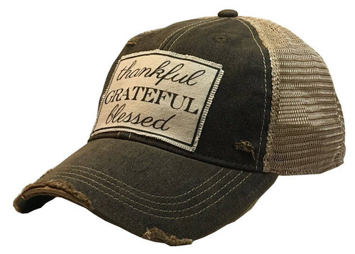Vintage Life - Thankful Grateful Blessed Distressed Trucker Cap