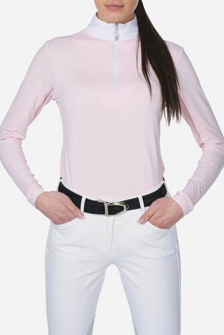 Tailored Sportsman Ladies Pink w/ White Collar Long Sleeve Icefil Shirt
